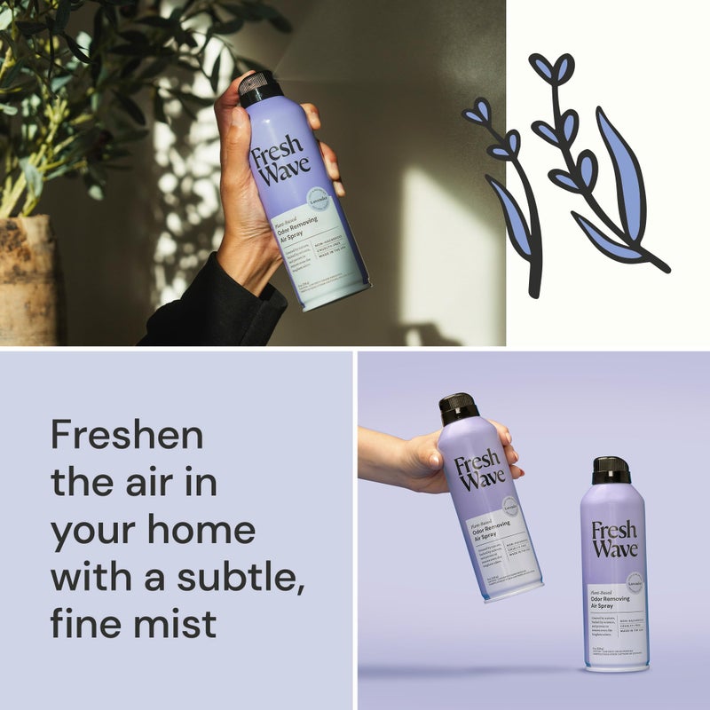 Fresh Wave Lavender Odor Eliminator Spray & Air Freshener, 8 oz. | Pack of 2 | Non-Aerosol, Fine Mist | Safer Odor Relief | Natural Plant-Based Odor Eliminator | For Furniture, Fabrics & Trash - Image 3